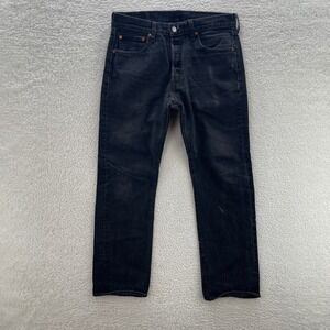 Levis 501 Jeans Men 32x30 Black Original Button Fly Denim Grunge Goth Minimalist